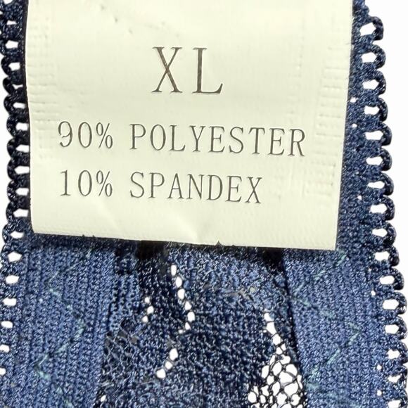 Womens Blue Sheer Lace Halter Lingerie Babydoll Mini Sz XL Open Back Nightwear - Picture 3 of 7